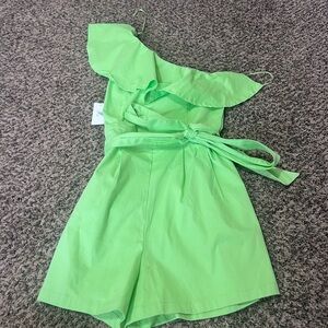 Dry Goods Lime Green One-Shoulder Romper